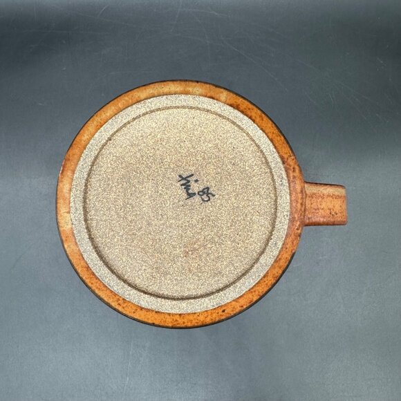 Vintage Oversized Soup Mug Artist Signed 1985 Art Pottery Geometric Brown Bowl - Picture 7 of 12